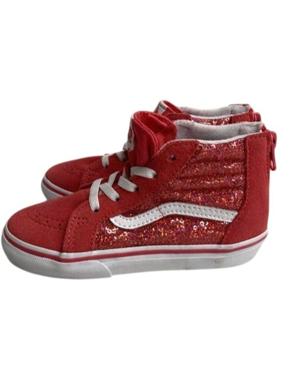 Vans‎ Toddler Sk8-Hi Zip Red Glitter High-Top Sneakers Size 10